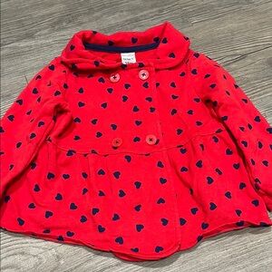 Carter's Red Cape with Navy Blue Heart Print